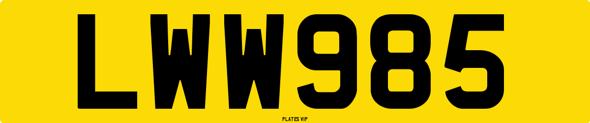 LWW985 Number Plate
