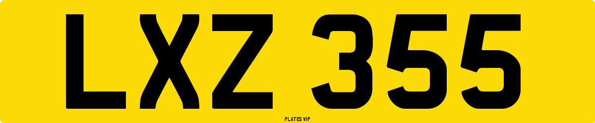 LXZ 355 Number Plate