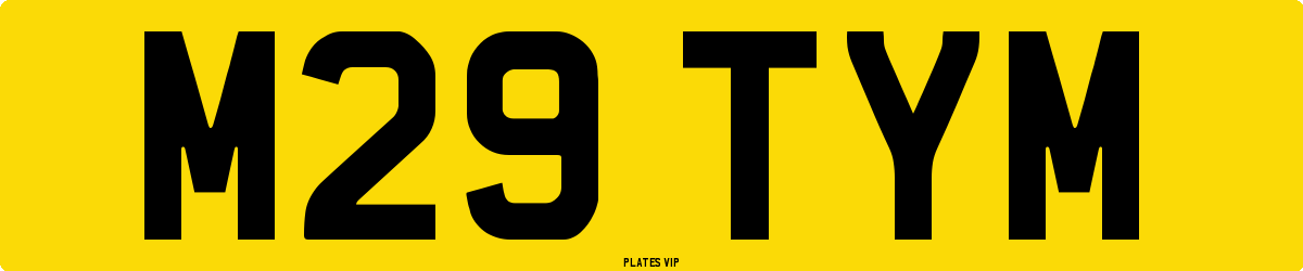 M29 TYM Number Plate