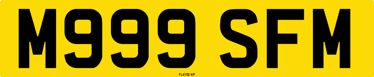 M999 SFM Number Plate
