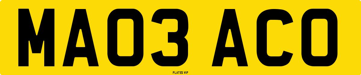 MA03 ACO Number Plate