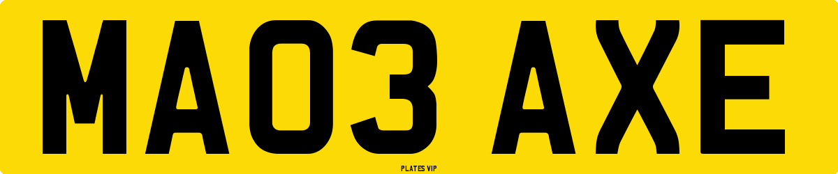 MA03 AXE Number Plate