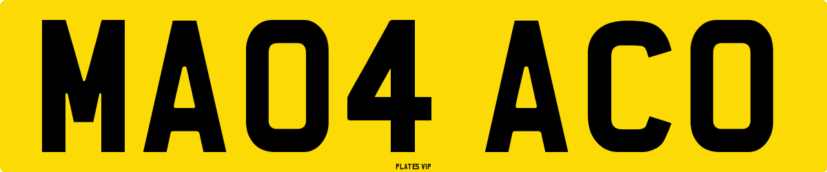 MA04 ACO Number Plate