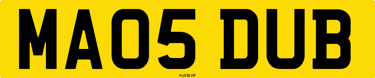 MA05 DUB Number Plate