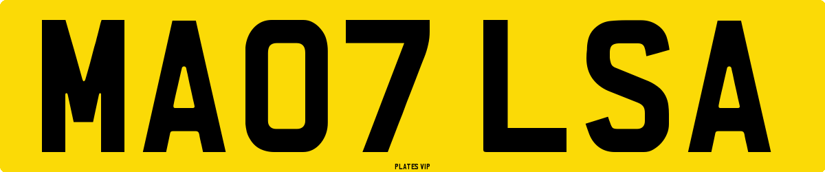 MA07 LSA Number Plate
