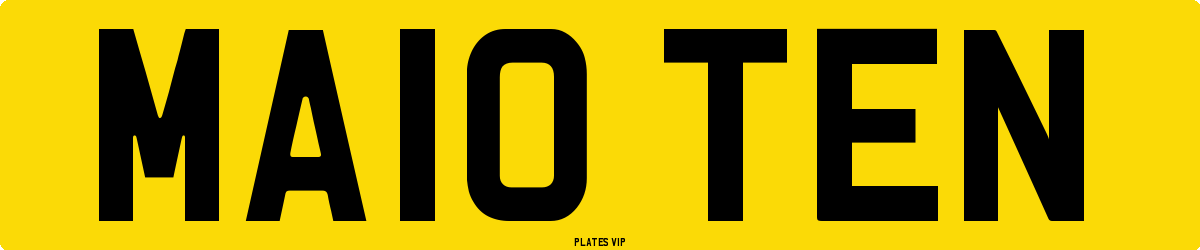 MA10 TEN Number Plate