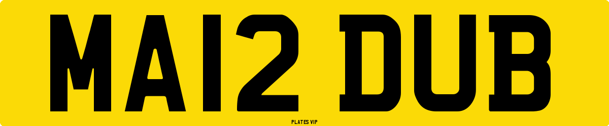 MA12 DUB Number Plate