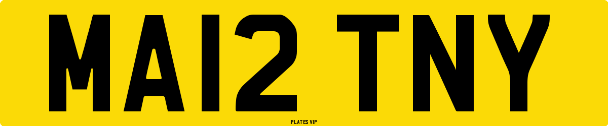 MA12 TNY Number Plate