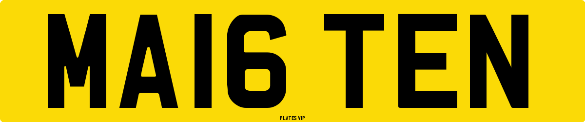 MA16 TEN Number Plate