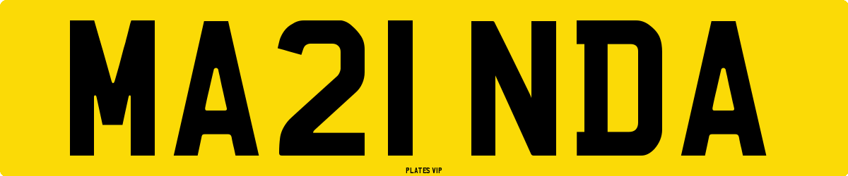MA21 NDA Number Plate