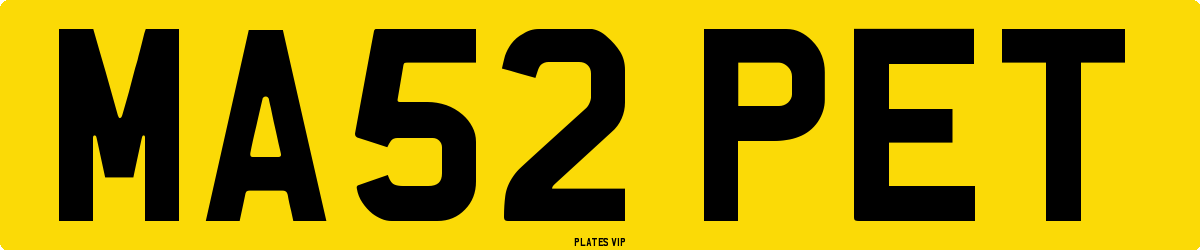 MA52 PET Number Plate