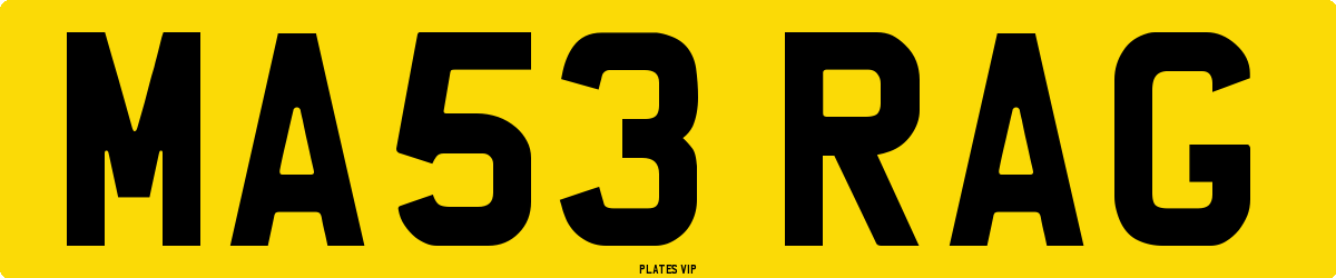 MA53 RAG Number Plate