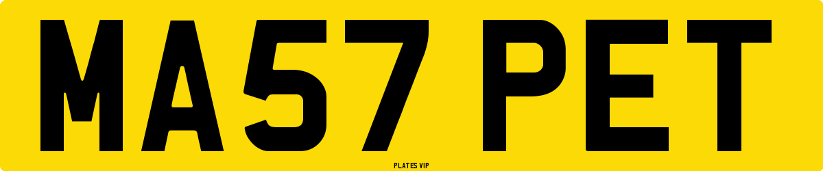 MA57 PET Number Plate