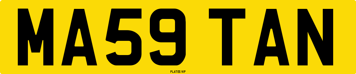 MA59 TAN Number Plate