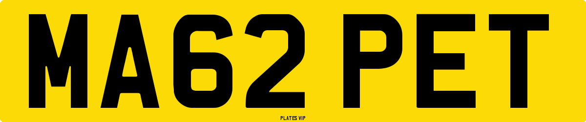 MA62 PET Number Plate