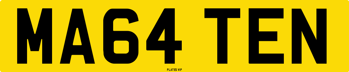 MA64 TEN Number Plate