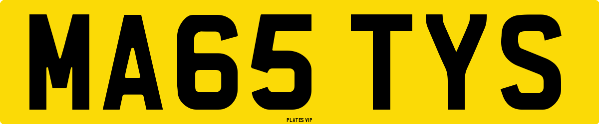 MA65 TYS Number Plate