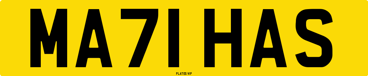MA71 HAS Number Plate