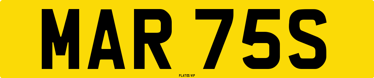 MAR 75S Number Plate
