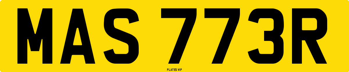 MAS 773R Number Plate