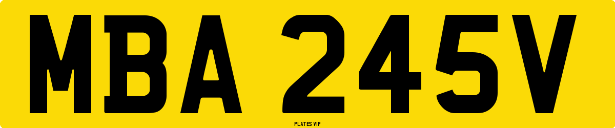 MBA 245V Number Plate