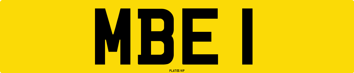 MBE 1 Number Plate