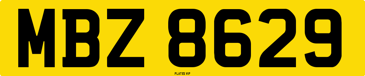 MBZ 8629 Number Plate