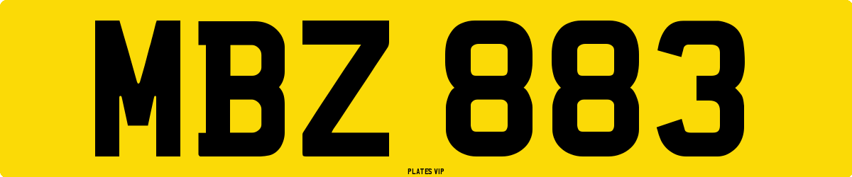 MBZ 883 Number Plate