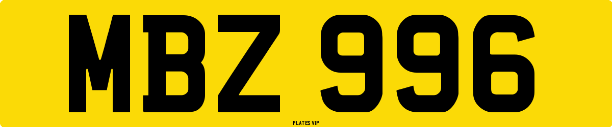 MBZ 996 Number Plate