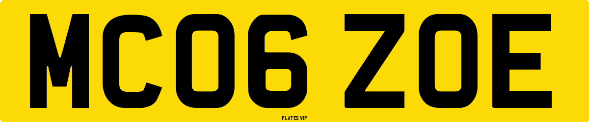 MC06 ZOE Number Plate