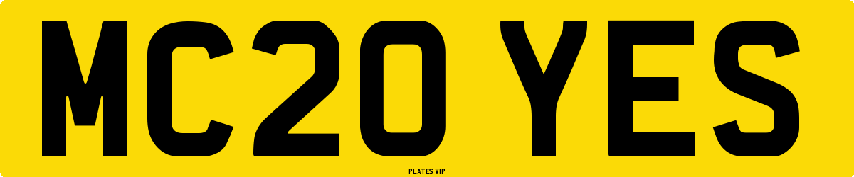 MC20 YES Number Plate
