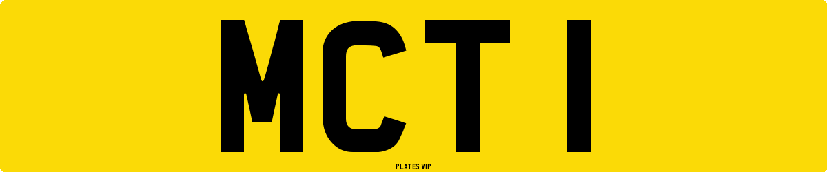 MCT 1 Number Plate