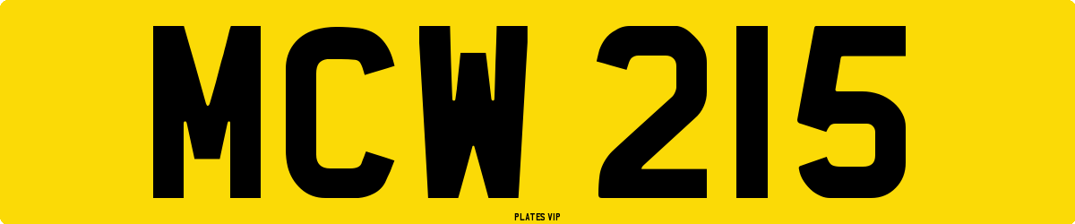 MCW 215 Number Plate