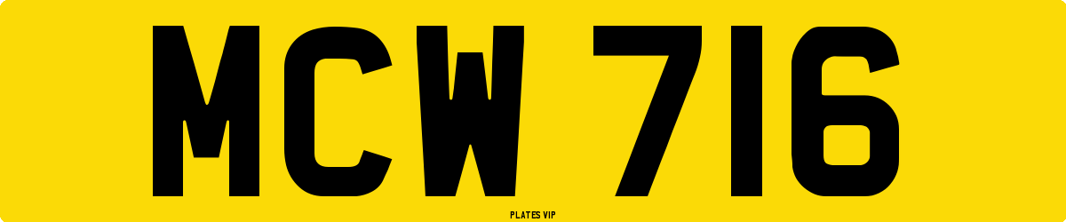MCW 716 Number Plate