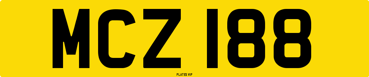 MCZ 188 Number Plate