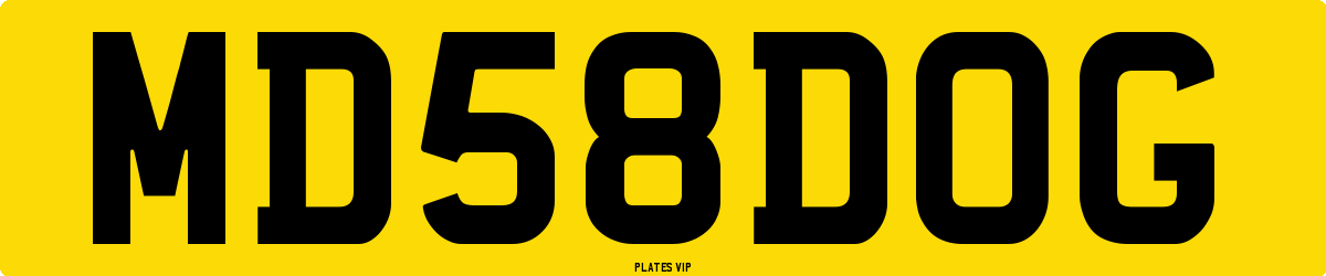 MD 58 DOG Number Plate