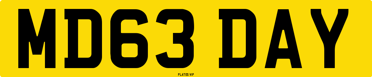MD63 DAY Number Plate