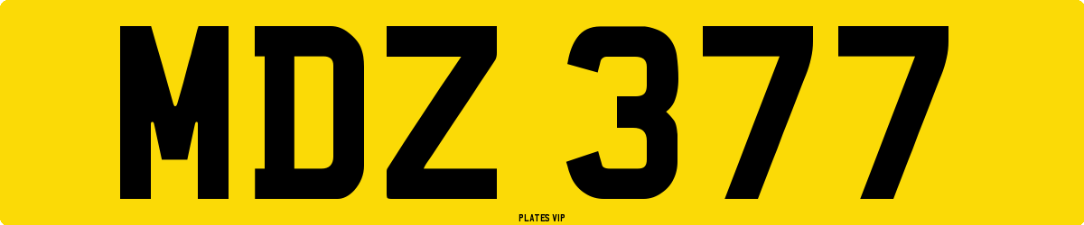 MDZ 377 Number Plate