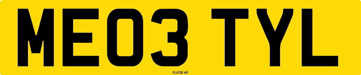 ME03 TYL Number Plate