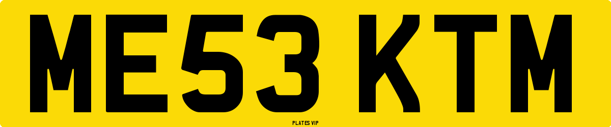 ME53 KTM Number Plate