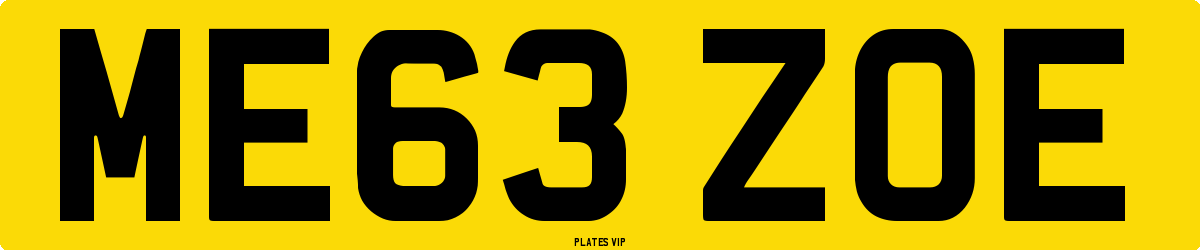 ME63 ZOE Number Plate