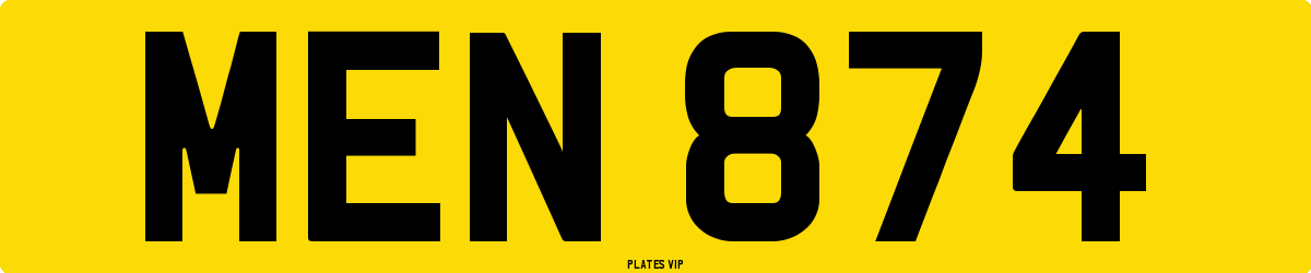 MEN 874 Number Plate