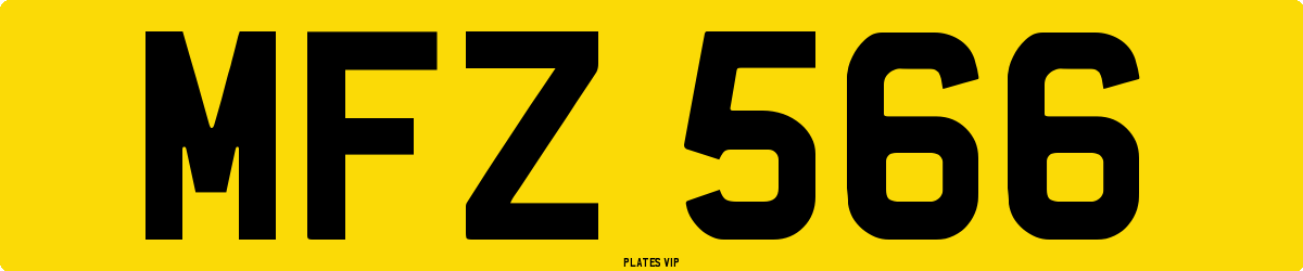 MFZ 566 Number Plate