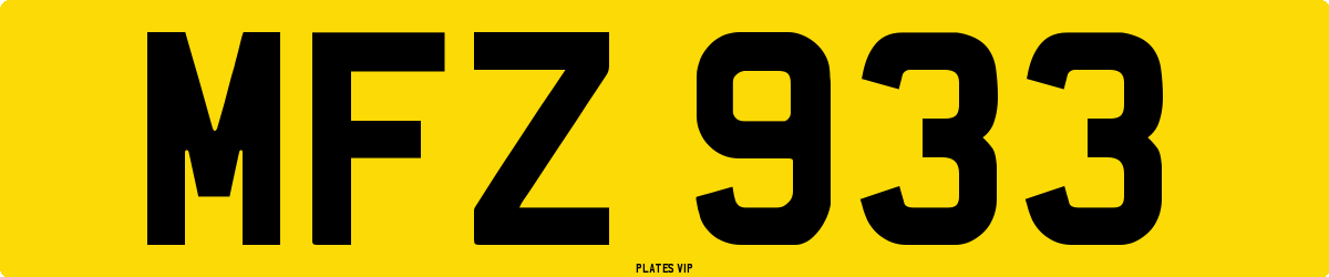 MFZ 933 Number Plate