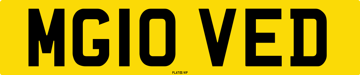 MG10 VED Number Plate