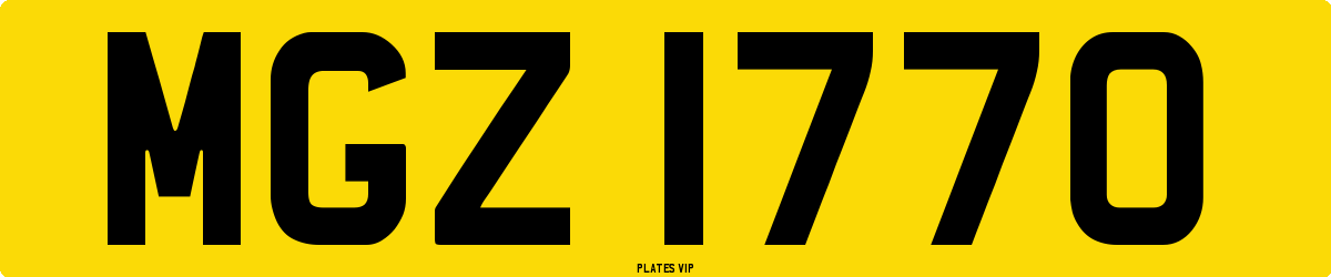 MGZ 1770 Number Plate