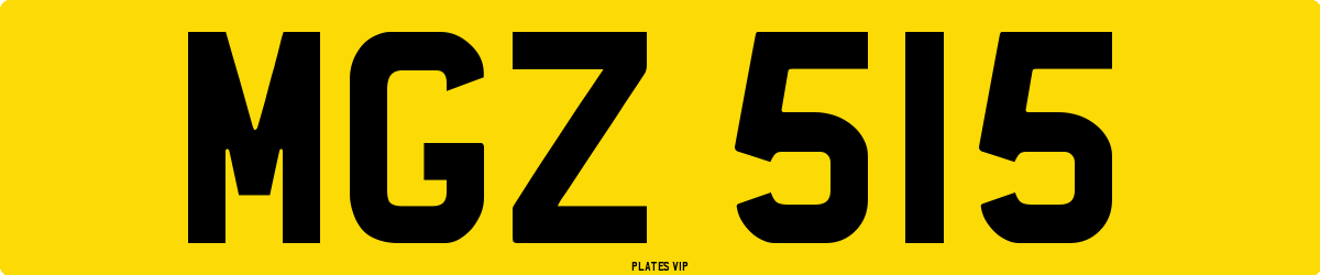 MGZ 515 Number Plate