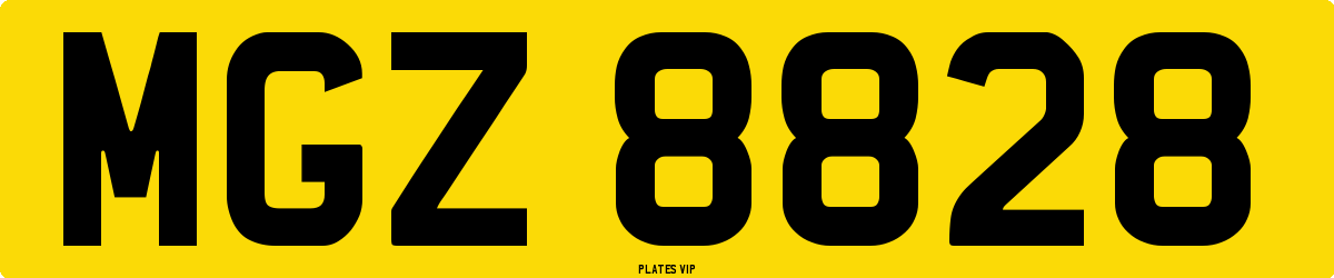 MGZ 8828 Number Plate