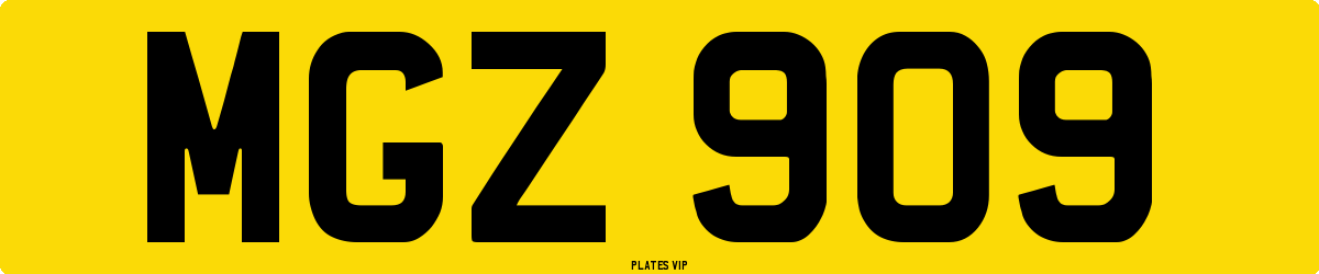 MGZ 909 Number Plate
