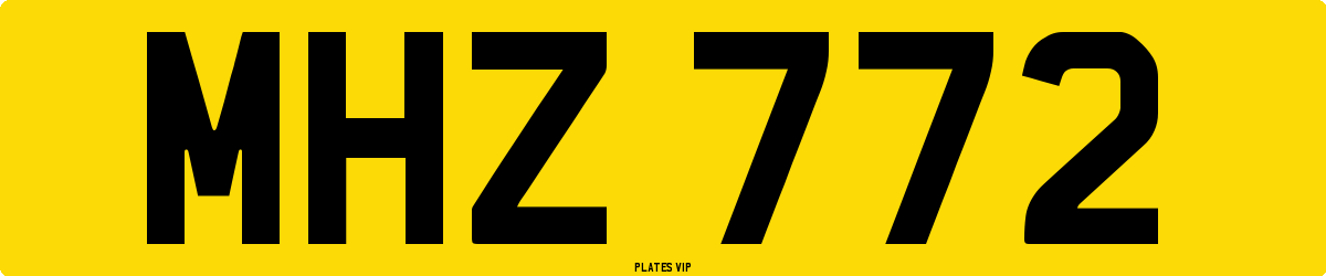 MHZ 772 Number Plate